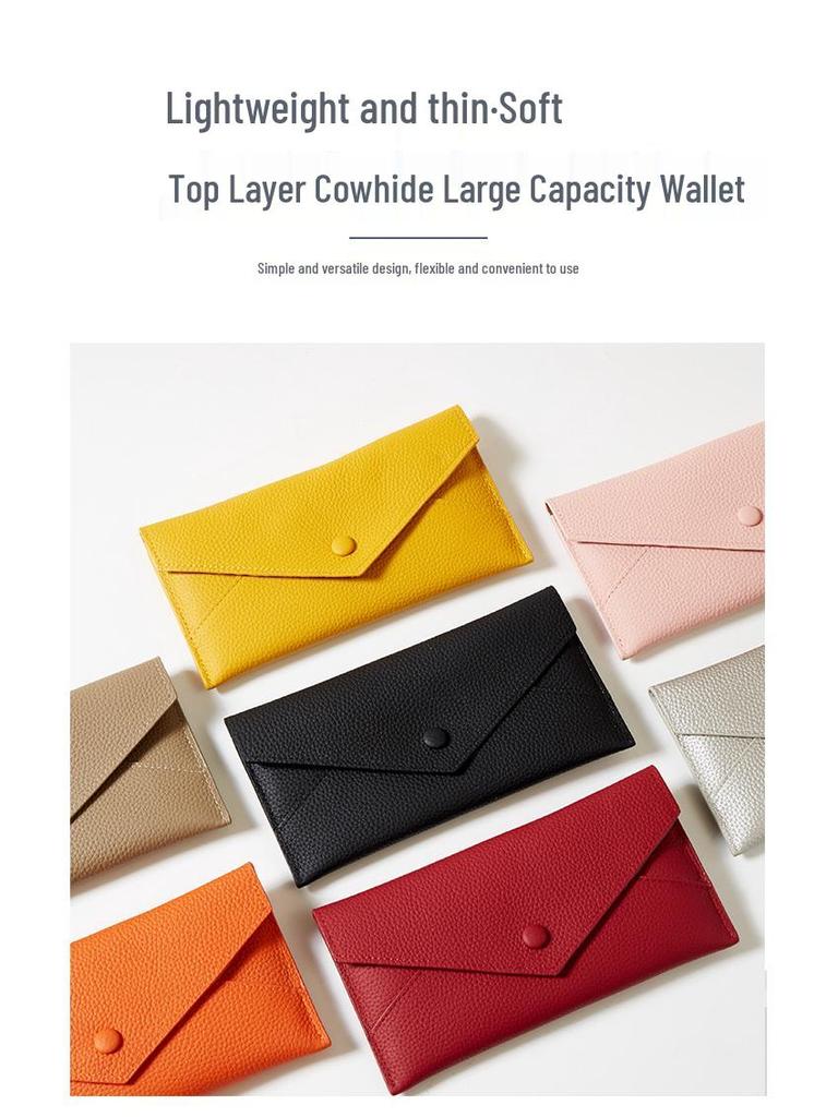 Genuine Leather Women's Thin Envelope Clutch & Phone Holder