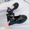 Schuhe Lolita-Schuhe Damen-Plateau-Mary-Janes mit Sternschnalle und Riemen, Mary Janes für Damen, überkreuzt, Mädchen, Nieten, lässig, Kawaii-Schuhe