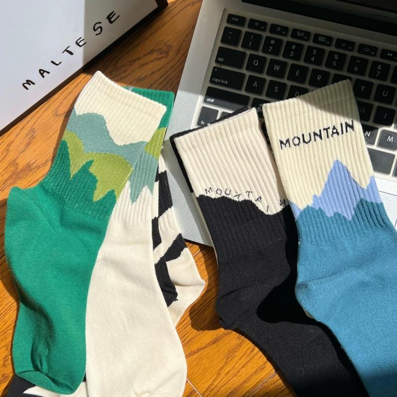3Pairs Fashion A/B Style Women Sock Asymmetrical Street Hip Hop Skateboard Man Cotton Sock Breathable Harajuku Calcetines Hombre