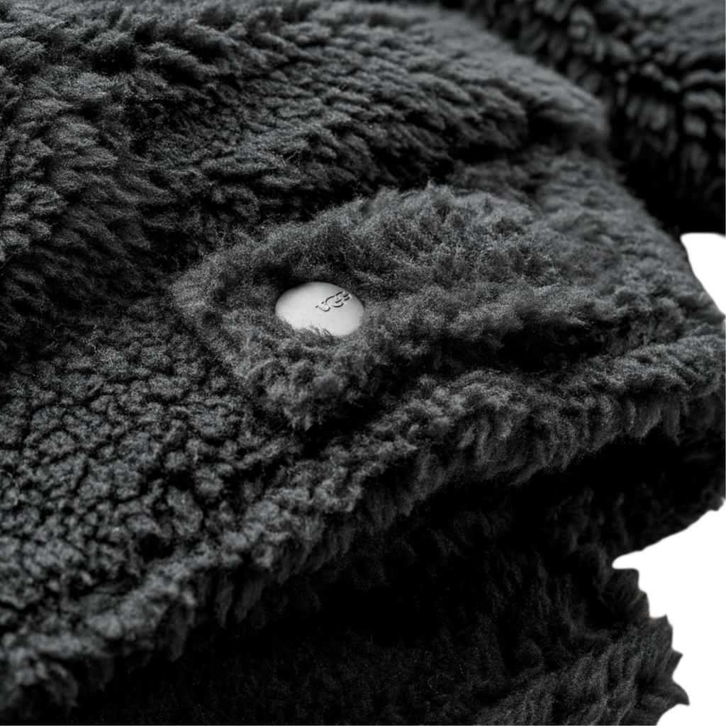 UGG Collar Button Chest Pocket Long Sleeve Fleece Coat Women Outerwear 1171459-INK