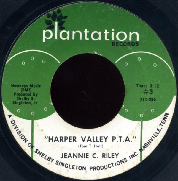 

7inch Record JEANNIE C. RILEY - Harper Valley P.T.A. / Yesterday Al 3 Plantation Reco 1968 US Folk Used