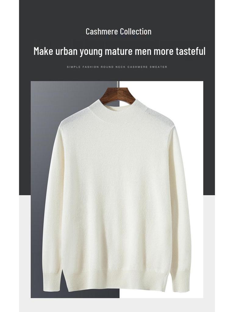 Seamless Men's Cashmere Half-Neck Sweater for Autumn/Winter - Versatile Knitwear