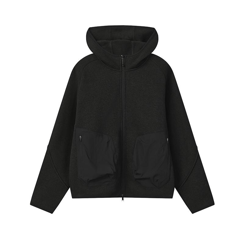 

FILA Milano Series Warm Fashion Simple Classic Casual Sports Comfortable Versatile Knitted Loose Hooded Jacket Men jackets Black F11M615503FBK 2XL