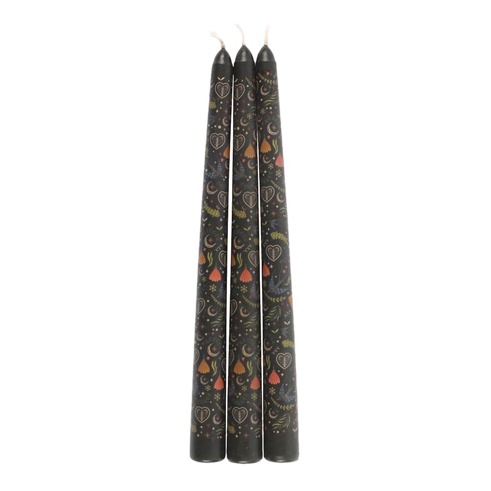 Something Different Midnight Printed Taper Candle (Pack of 3)