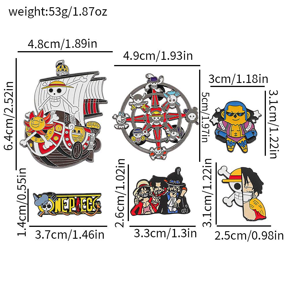 6pcs One Piece Inspired Enamel Pins Set Anime Luffy Pirate Themed Pins for Backpack Clothing Manga Fan Collection Gifts