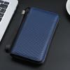 New Zipper Buckle Long Wallet Solid Color PU Leather Money Clip Minimalist Carbon Fiber Multi-Slot Card Holder Men