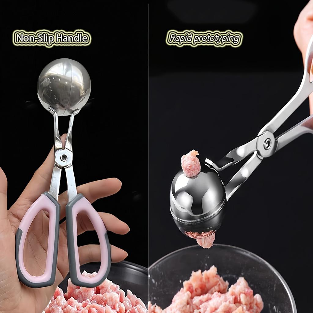 2pcs Meatball Spoon Set Stainless Steel Ball Maker Kit Kitchen Tool, Ice Cream Balls, Melon Fruits ,Large and Small Sizes