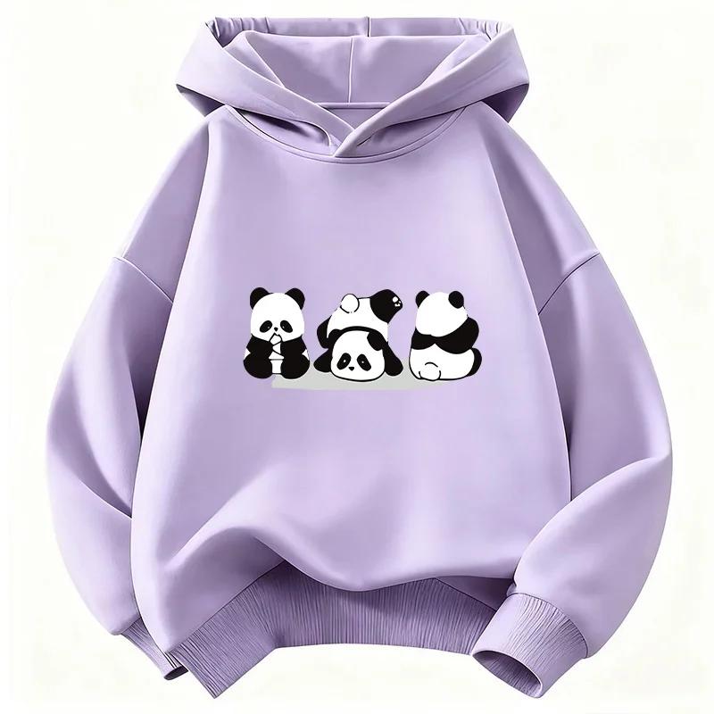 Autumn/Winter Children's Casual Hooded Sweatshirt - Cute Panda Animal Print Pullover for Boys and Girls