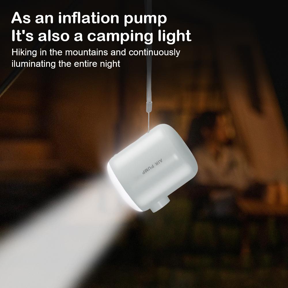 Outdoor camping quick inflation deflation cordless portable air pump with LED light mini air compressor rechargeable 4KPa 4 outlet nozzle