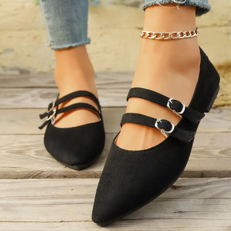 Women's Niche Pointed-Toe Leopard-Print Shoes: New French-Style Slip-On Loafers with Ankle Strap, Ideal for Daily Commute