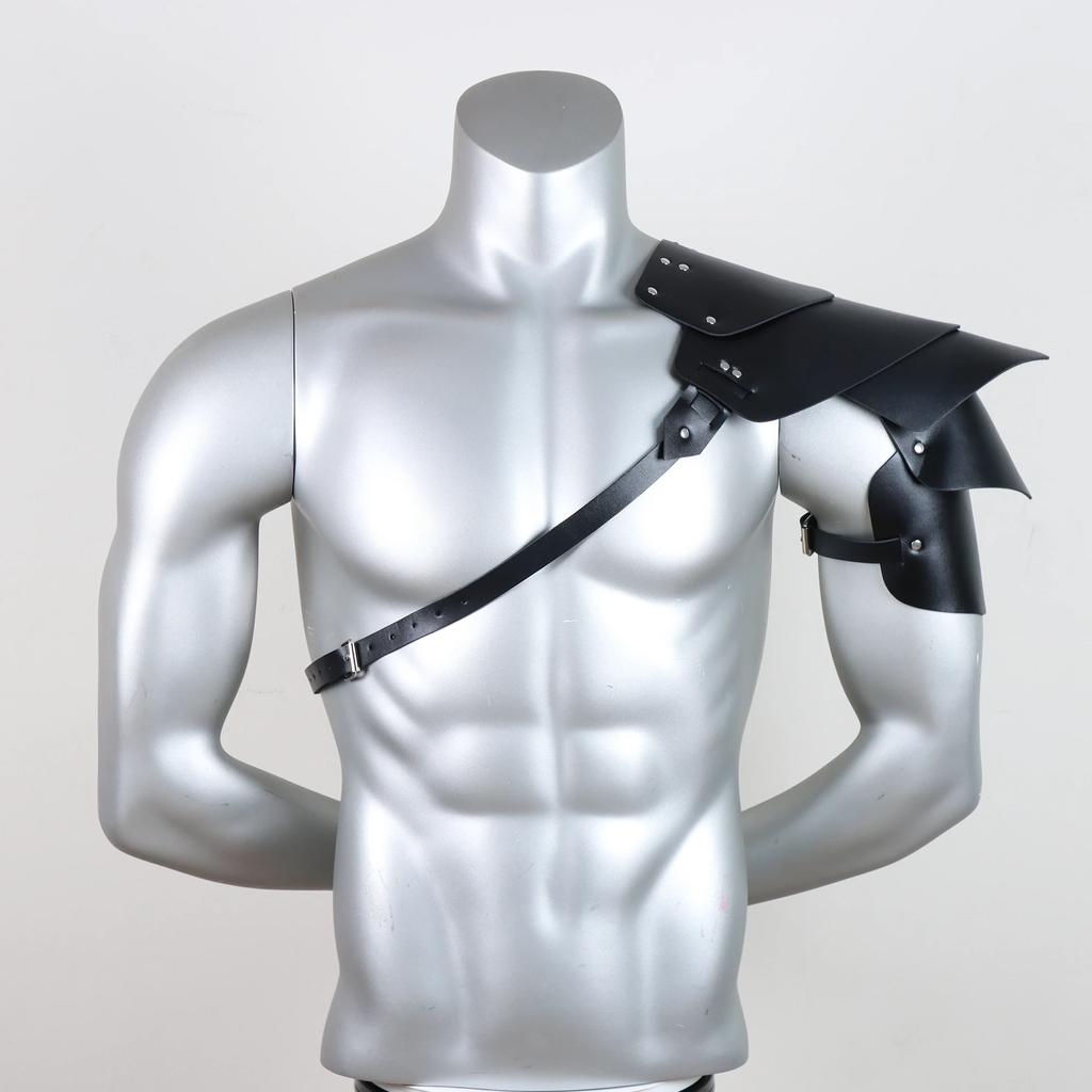 Men's Black Viking Warrior Style Multi-Layered Shoulder Armor Medieval Retro Armor Knight Armor Cosplay Accessory