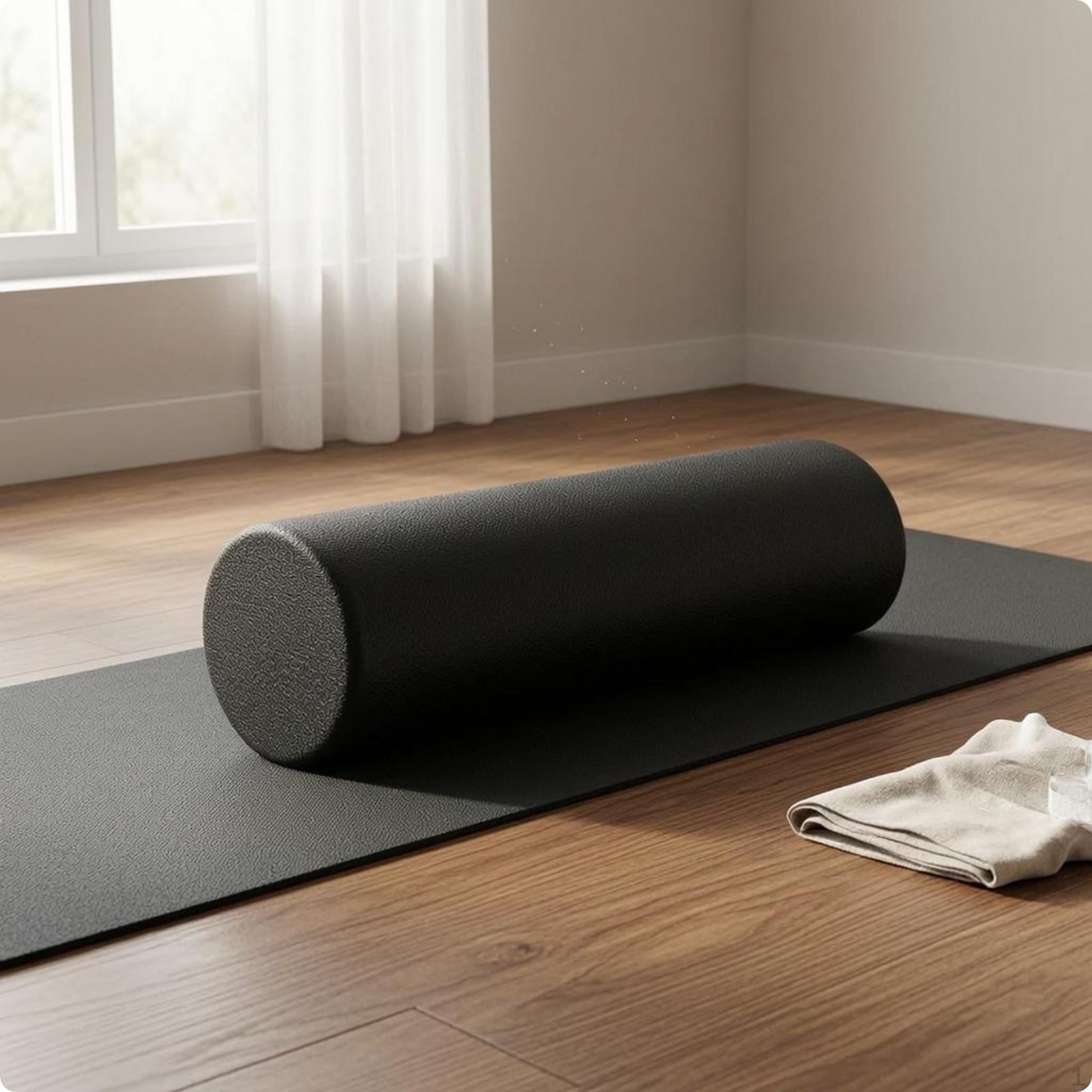 Black Foam Roller PebbleGrain High Density Solid Exercise Gear for