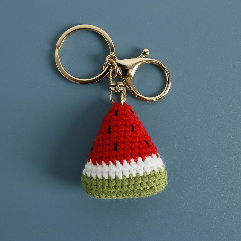 Sweet Hand-Woven Watermelon Pendant Keychain Cartoon Bag Hanging Decoration Car Keychain Bag Decoration Accessories Gifts