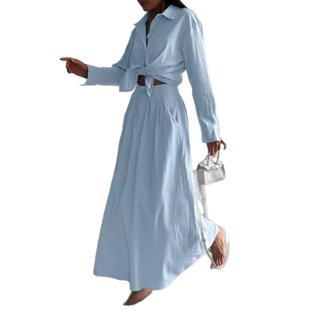 Autumn Stylish Commuting Set, Long-sleeved Shirt, Skirt and Slimming Two-piece Set