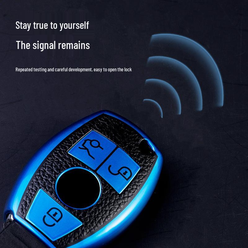 Mercedes Key Cover for C200L, CLA220, E260, GLK300, ML, R-Class, C-Class, GLC with Keychain Buckle.