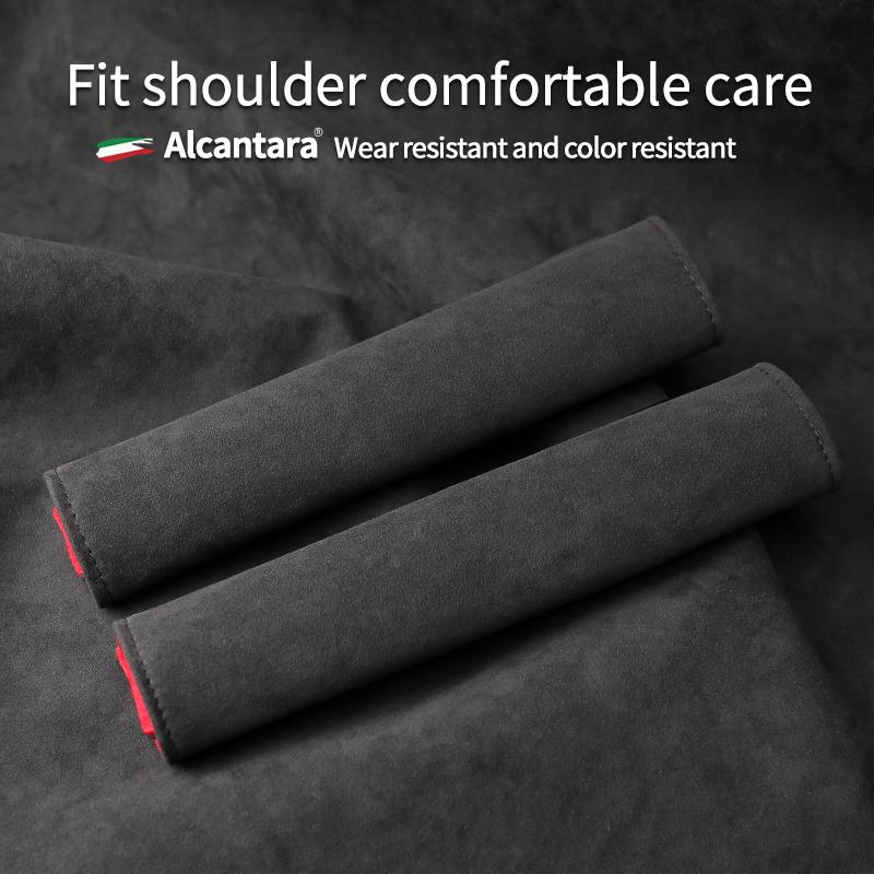 For Rio Picanto Sportage Ev6 Niro Forte Seat Interior Accessories Car Safety Belt Cover Shoulder Alcantara Suede Protector