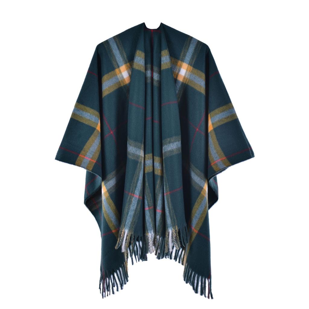 Solid Color Imitation Cashmere Large Split Shawl, Popular, Warm Monochrome Cape, Plain Cape