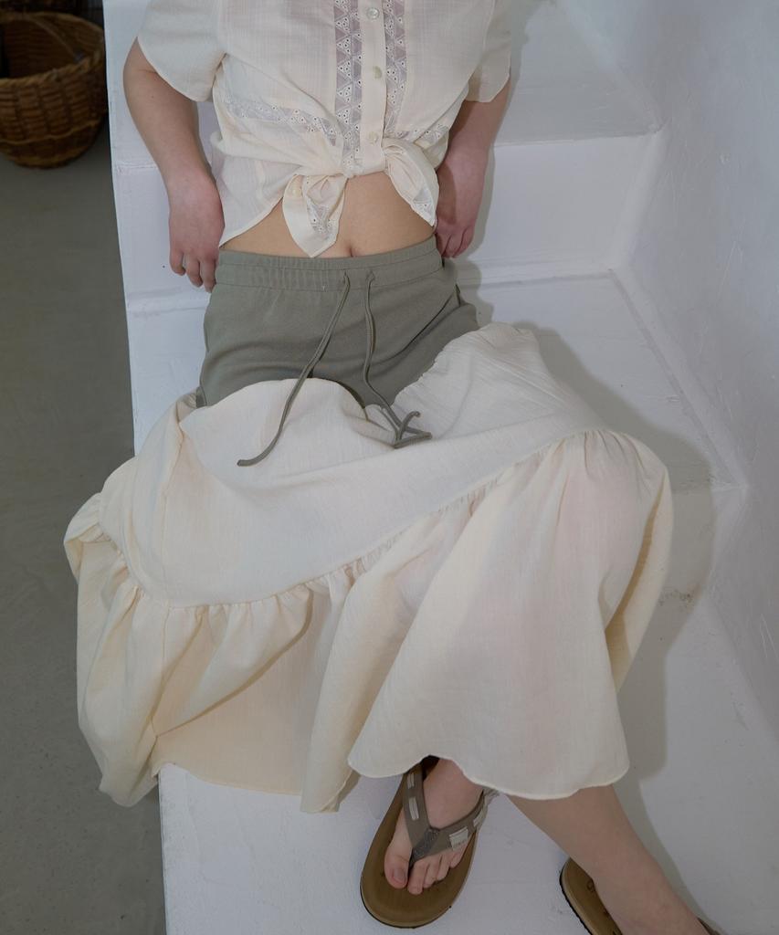 Wioi Urban Layered Swing Skirt_Khaki