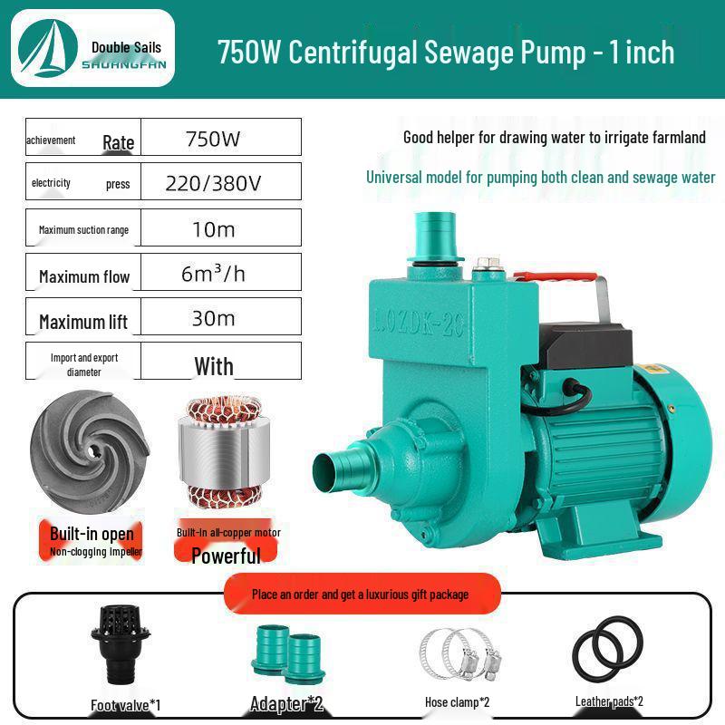ZDK Self-Priming Cast Iron Sewage and Water Pump for Household Fecal Slurry and Water Flow