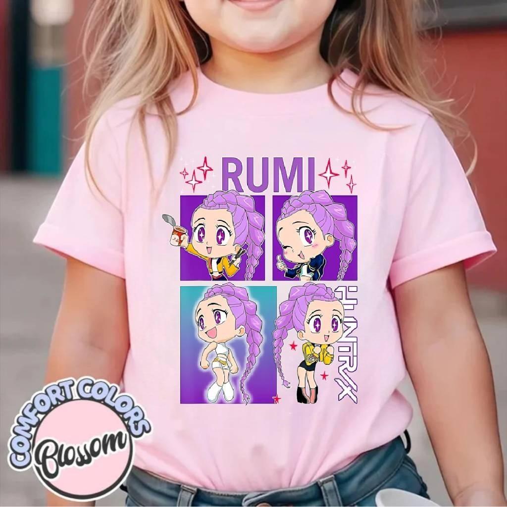 Kpop Охотник на Демонов Футболка Модная Охотница RUMI Футболка с Принтом Женский Топ с Коротким Рукавом 130