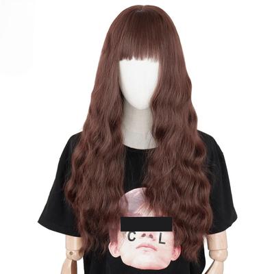 24 Inch Long Brown Wig with Liu Haihai Wave Wig Synthetic Fiber Wig Ladies Long Wig Natural Wig Cosplay/daily/party Wig