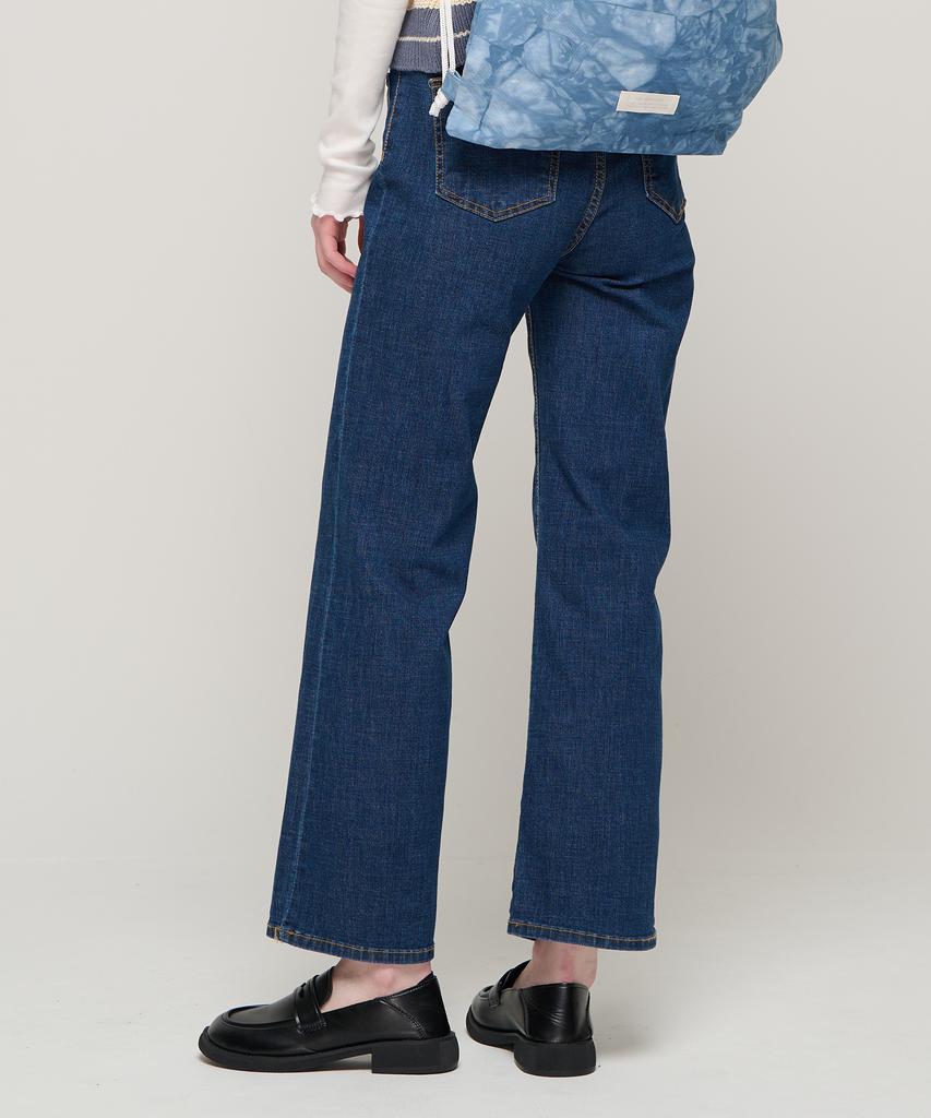 ROIDESROIS Brushed One-Pleat Wide Denim Pants (Dark Blue)