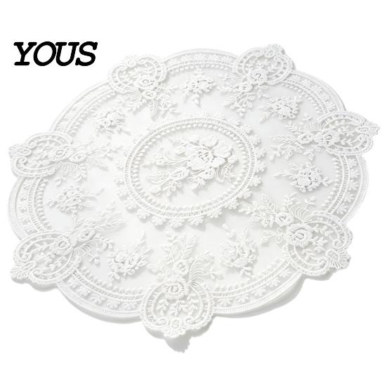 Washable Polyester Lace Mat Retro Round Doily, Embroidered Floral Coaster, 13 Inch Doily for Table Decor Sheer Placemat Wedding, Tea Party
