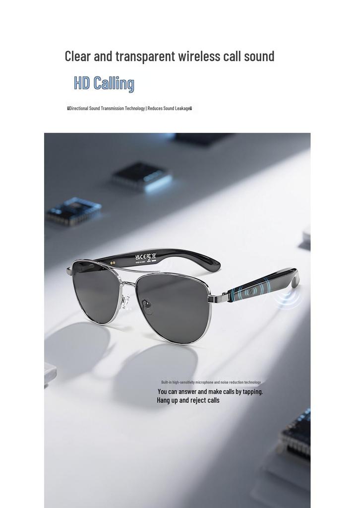 Sleek AI Smart Glasses: Auto Power, Bluetooth Calls, Music, UV Protection - Black Tech