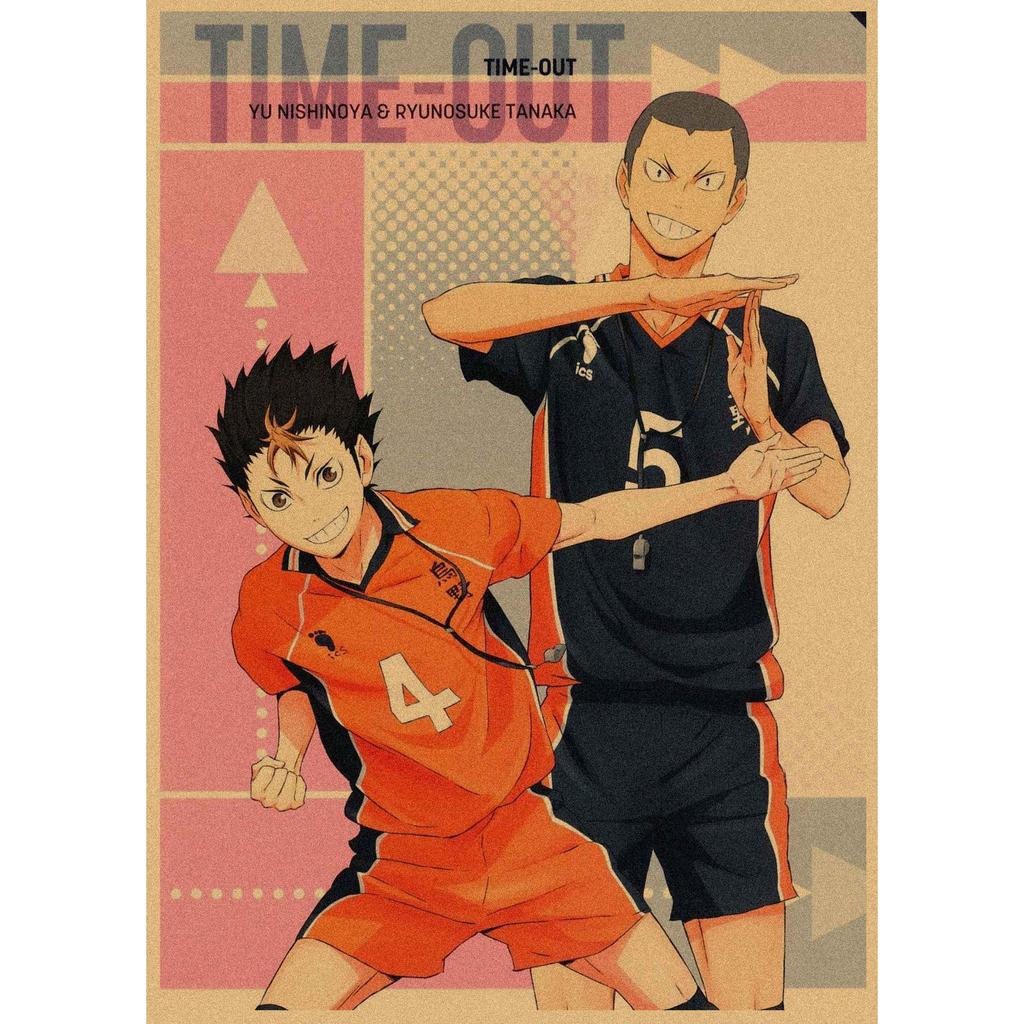 Haikyuu!! Retro Kraft Poster: Hinata Shoyo & Kageyama Tobio Decorative Wall Art