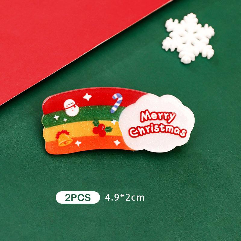 

2 шт. модная универсальная рождественская заколка для волос для женщин и девочек, милая заколка для волос в виде снеговика Санта-Клауса, мультяшная кавайная боковая заколка, рождественские подарки A4