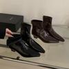 Thick heel thin boots women's fashion European and American style 2025 new medium heel short boots soft leather pointed Martin boots