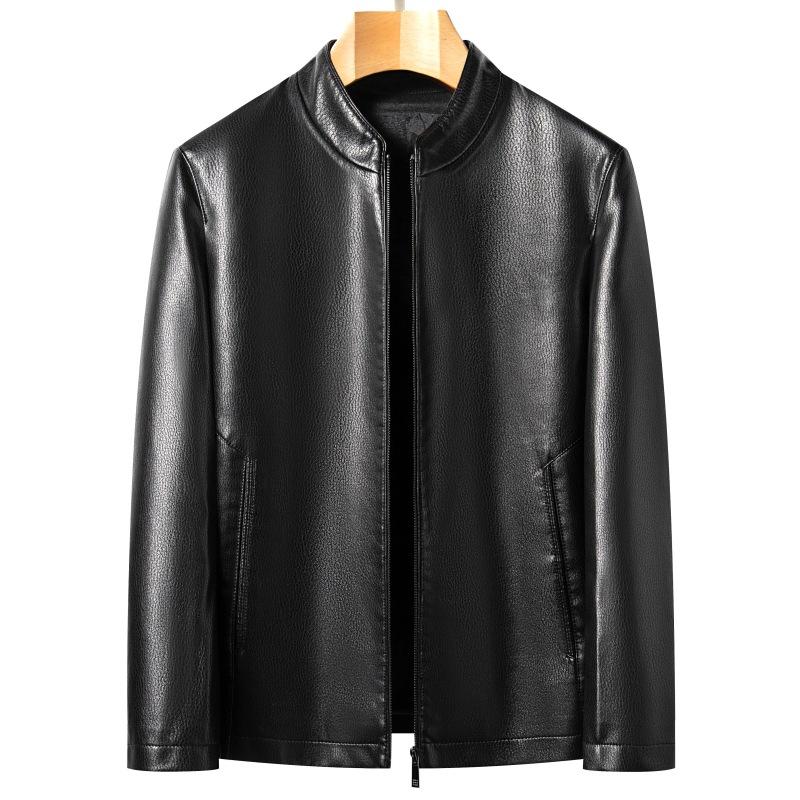 New Autumn and Winter Middle-aged Stand-up Collar Genuine Leather Jacket Men's Slim Sheepskin Dad Casual Leather Jacket