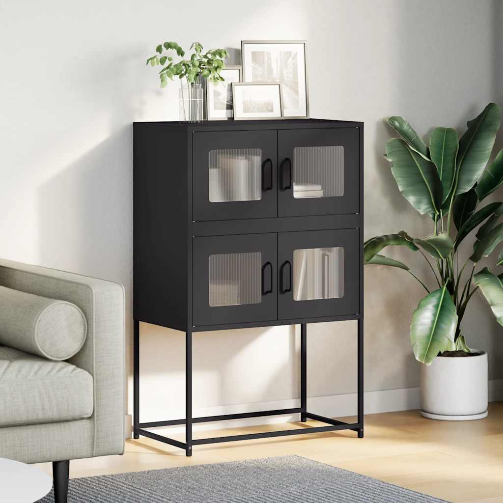 Tall Black Chest of Drawers 68X39X107 Cm Steel