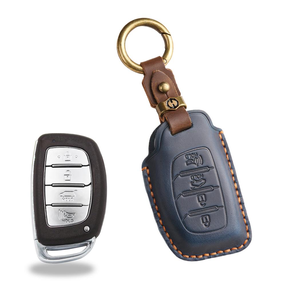 The Retro Key Cover Is Suitable for Beijing Hyundai IX35 Lead Landong Yuena Car Handmade Leather Protective Case Bag.
