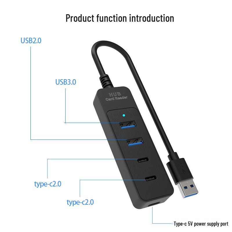USB-C 3.0 Extender: 4-Port Type-C Hub for Computer and Tablet Expansion