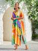 2024 European-American Rayon V-neck Beach Cover-up Robe