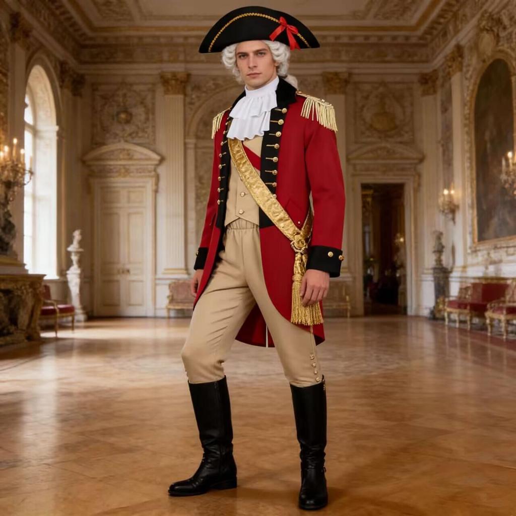 Costume Cosplay Uomo George Washington - Uniforme Militare Retrò Musicale Hamilton