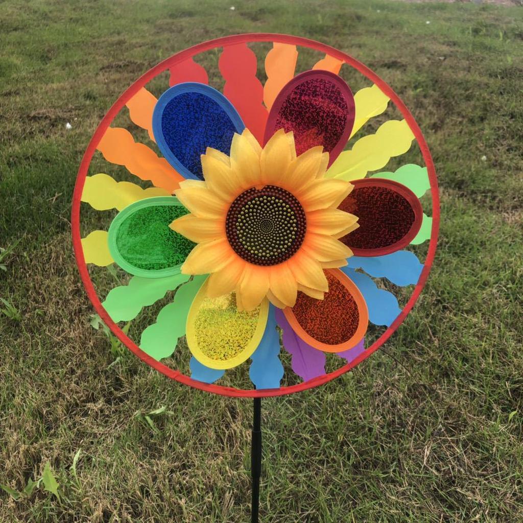 Children's Smiley Face Sunflower Pinwheel with Cartoon Design