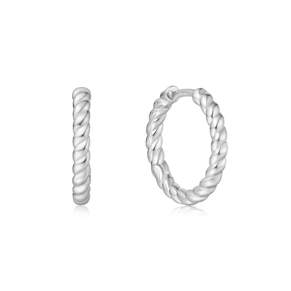 Medium Textured Hoop 925 Silver Ring Earrings E063-05H