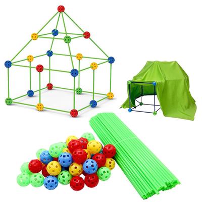 Kids Creative Fort Building Blocks Indoor Tent Brick Kit DO-IT-YOURSELF Educational Constructing Castle Assembled Toys Ball Games Toy Gift