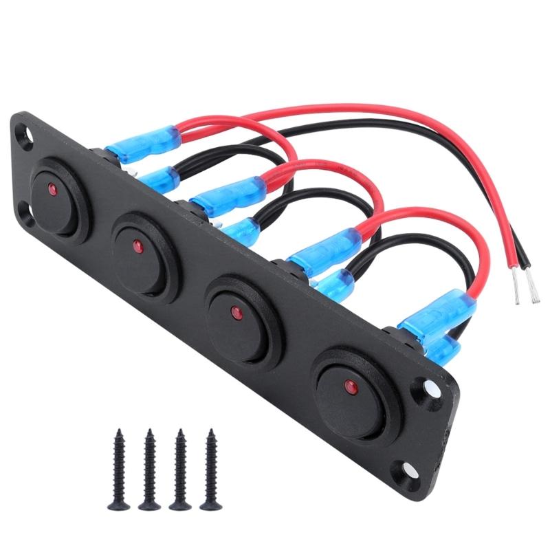 20A 12V Waterproof Red LED Illuminated Toggle Switch Panel for Auto and Marine Dashboards Applications Easy Installation
