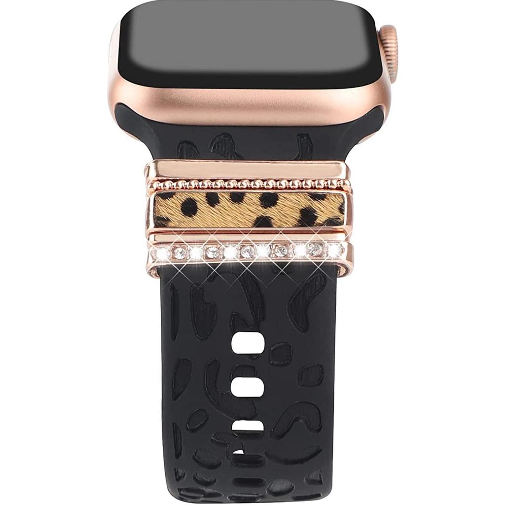 Trendy Silicone Strap for Apple Watch 8 & Samsung - Hot Accessory with Rings/Studs