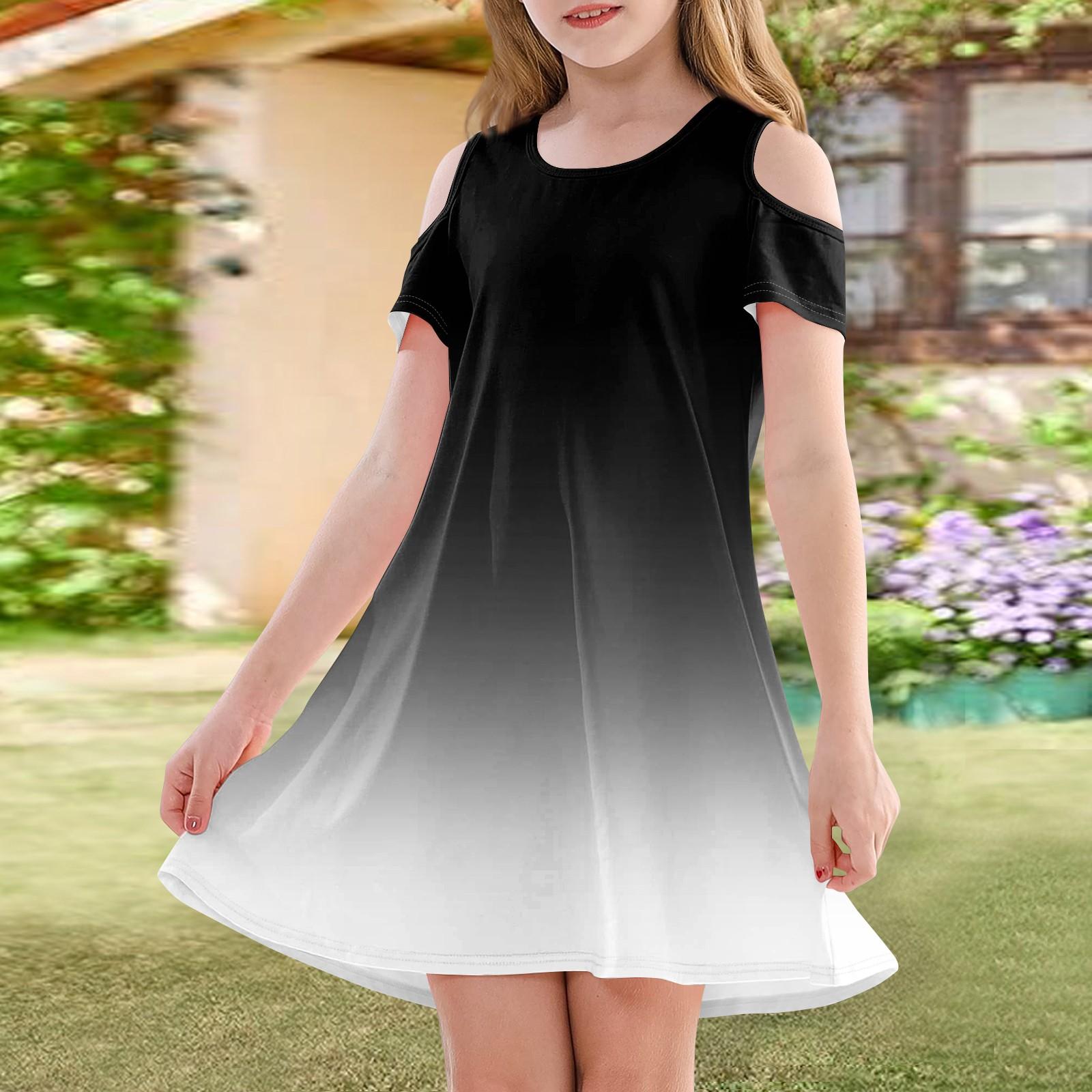 

Платье А-силуэта для девочек - летнее повседневное платье без рукавов для малышей 130 чёрный