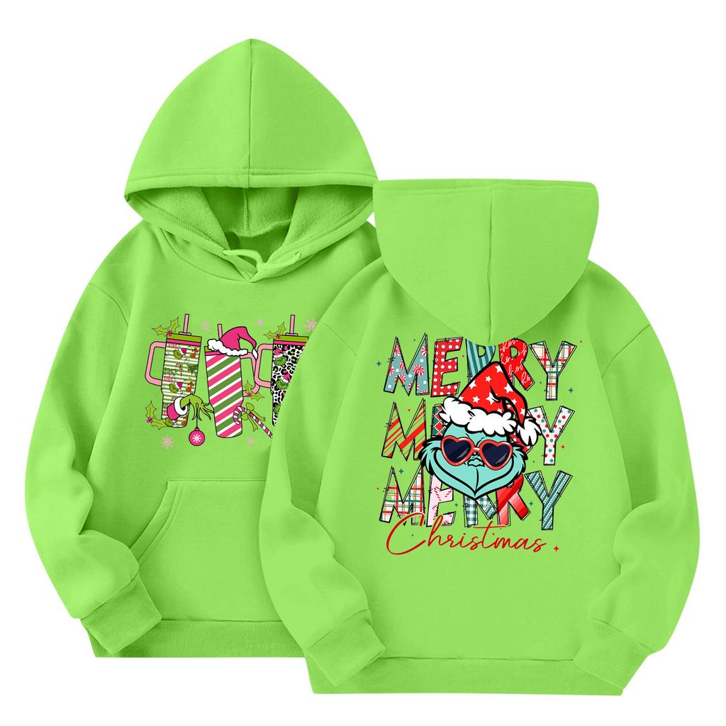 Child Fashion Lightweight Long Sleeve Pullover With Pockets  Print Hoodie