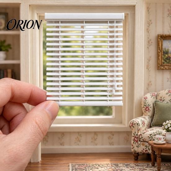 Doll Mansion Interior Decoration Miniature Window Blind, White Mini 3D Printed House Accessories Tiny Plastic Shutter Panel for Diorama, Realistic