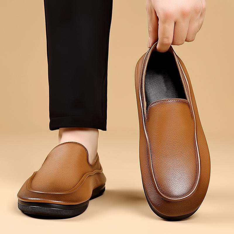 Mocasines de Hombre de Moda de Alta Calidad Hechos a Mano con Suela para Caminar Diario, Ir al Trabajo, Zapatos de Negocio para Hombre Versátiles, Simples, Planos de Cuero