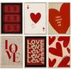 Trendy Red Heart Wall Art Funky Lucky Love Posters Preppy Love Minimalist Trendy Wall Decor Romance Painting Red Black and White Canvas Prints for