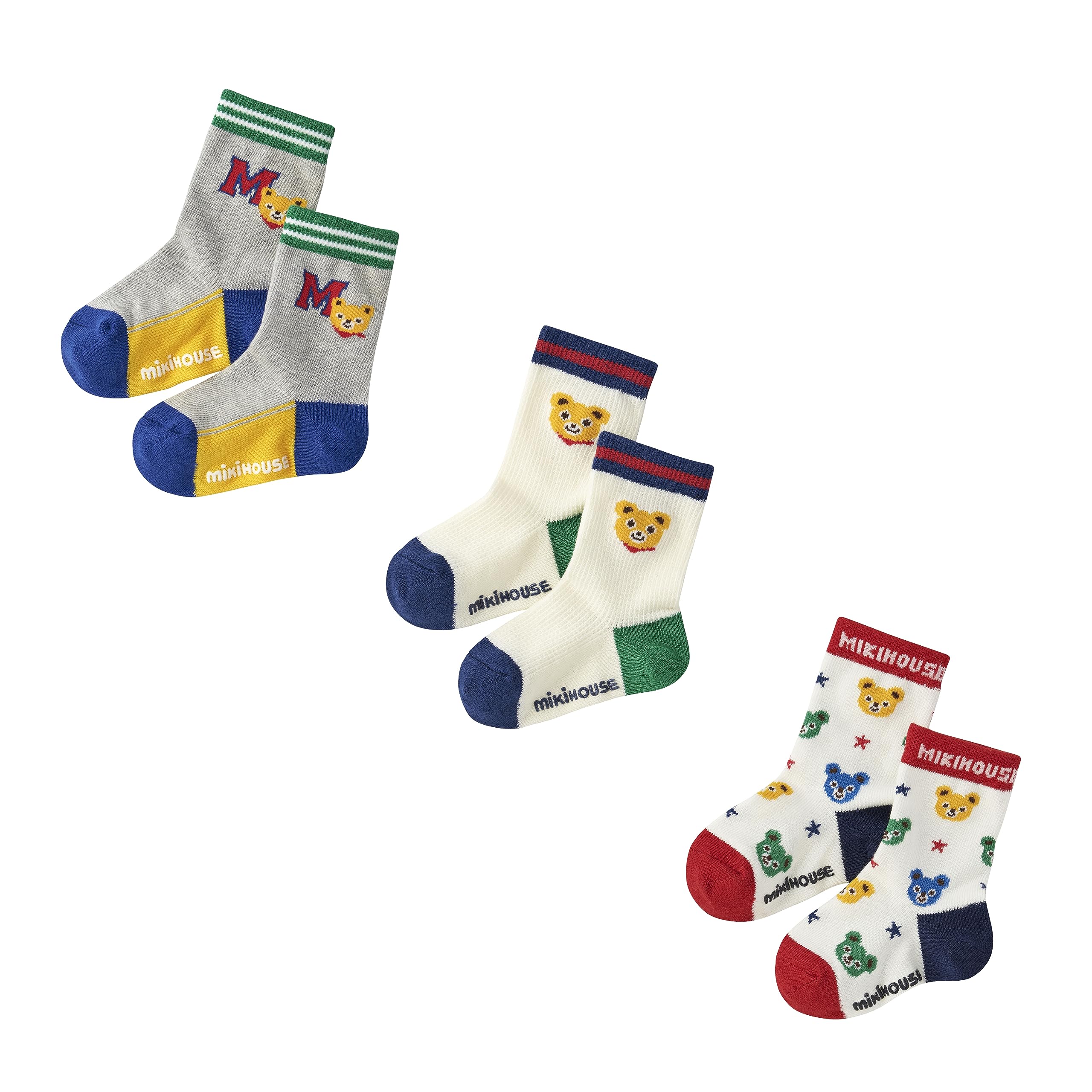 

MIKI HOUSE Sock Crew Length Socks for Boys and Sizes Product Number Pack, 3-Pair Girls, Baby, Kids, School, 15-17cm, Blue, 14-9656-490 синий