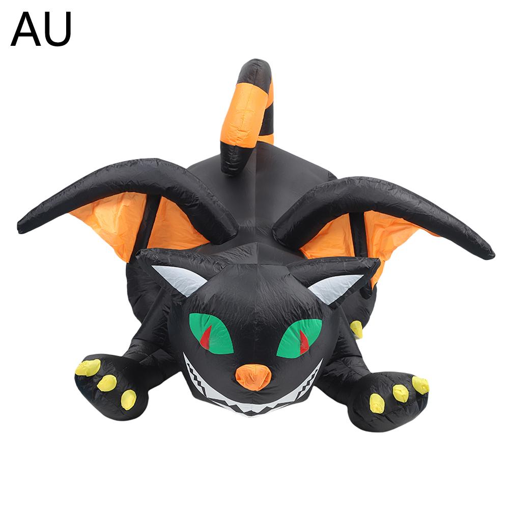 6FT Halloween Inflatables Black Cat Outdoor Decorations Blow Up Yard Large Cat with LEDs for Indoor Party Garden Lawn Decor