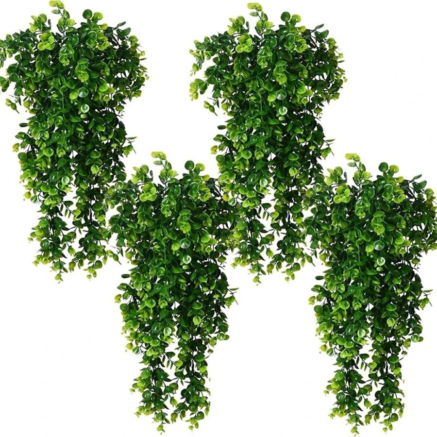 Artificial 5Forks Rattan Eucalyptus Wall Hanging Simulation Greenery Fake Hanging Plants Vine Diy Home Outdoor Decor Plant